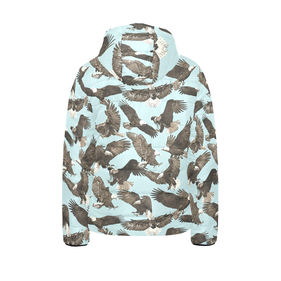 Eagle Pattern Print Design 01 Kids' Boys' Girls' Padded Hooded Jacket