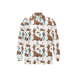 sea lion Seals jellyfish pattern Men's Long Sleeve Polo Shirt