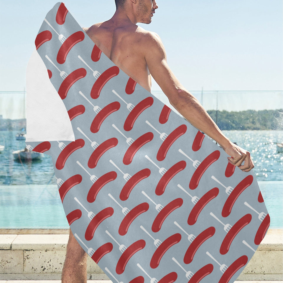 Sausage Pattern Print Design 02 Beach Towel