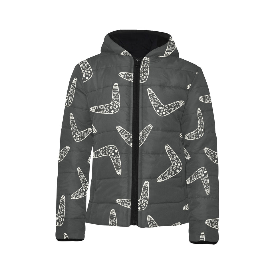 Hand drawn boomerang Australian aboriginal ornamen Kids' Boys' Girls' Padded Hooded Jacket