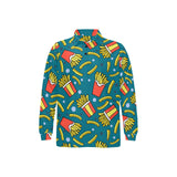 French fries red paper box pattern Men's Long Sleeve Polo Shirt