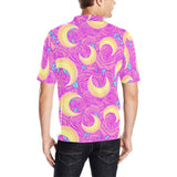 Moon pink rose background Men's All Over Print Polo Shirt