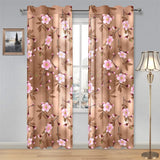 Pink sakura cherry blossom drak brown background Gauze Curtain