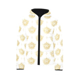 Gold Ornamental lotue waterlily symbol pattern Kids' Boys' Girls' Padded Hooded Jacket