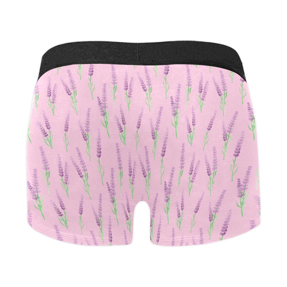 Lavender pattern pink background Men's All Over Print Boxer Briefs Men's Underwear