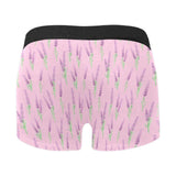 Lavender pattern pink background Men's All Over Print Boxer Briefs Men's Underwear