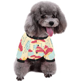 Red Bonsai gray sun japanese pattern All Over Print Pet Dog Round Neck Fuzzy Shirt