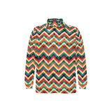 zigzag chevron colorful pattern Men's Long Sleeve Polo Shirt