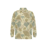 Ginkgo leaves design pattern Men's Long Sleeve Polo Shirt