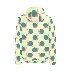 Snail Pattern Print Design 04 Men's Padded Hooded Jacket