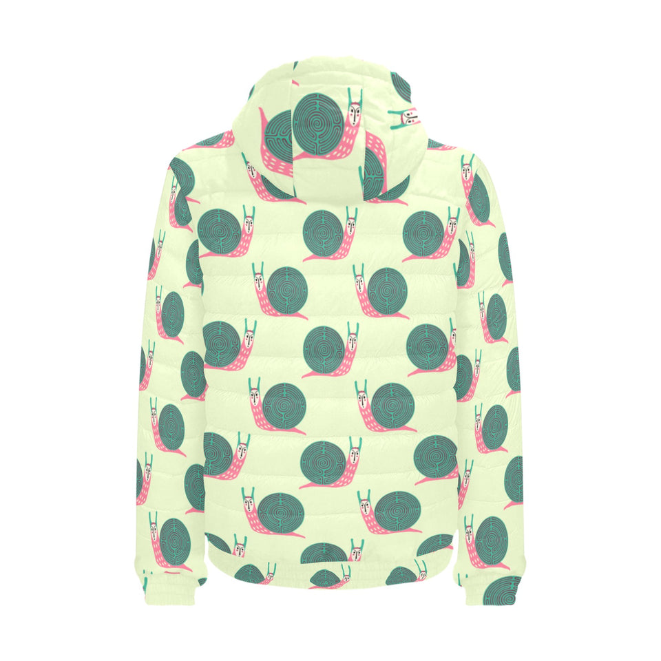 Snail Pattern Print Design 04 Men's Padded Hooded Jacket
