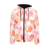 Hand drawn heart design pattern Men's Padded Hooded Jacket