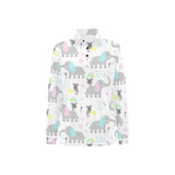 Cute elephant mouse pattern Women's Long Sleeve Polo Shirt