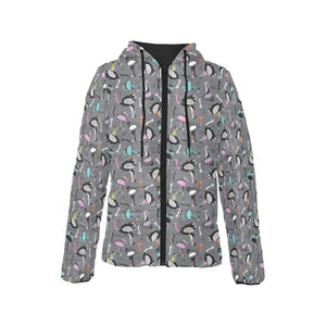 Ostrich Pattern Print Design 01 Women's Padded Hooded Jacket