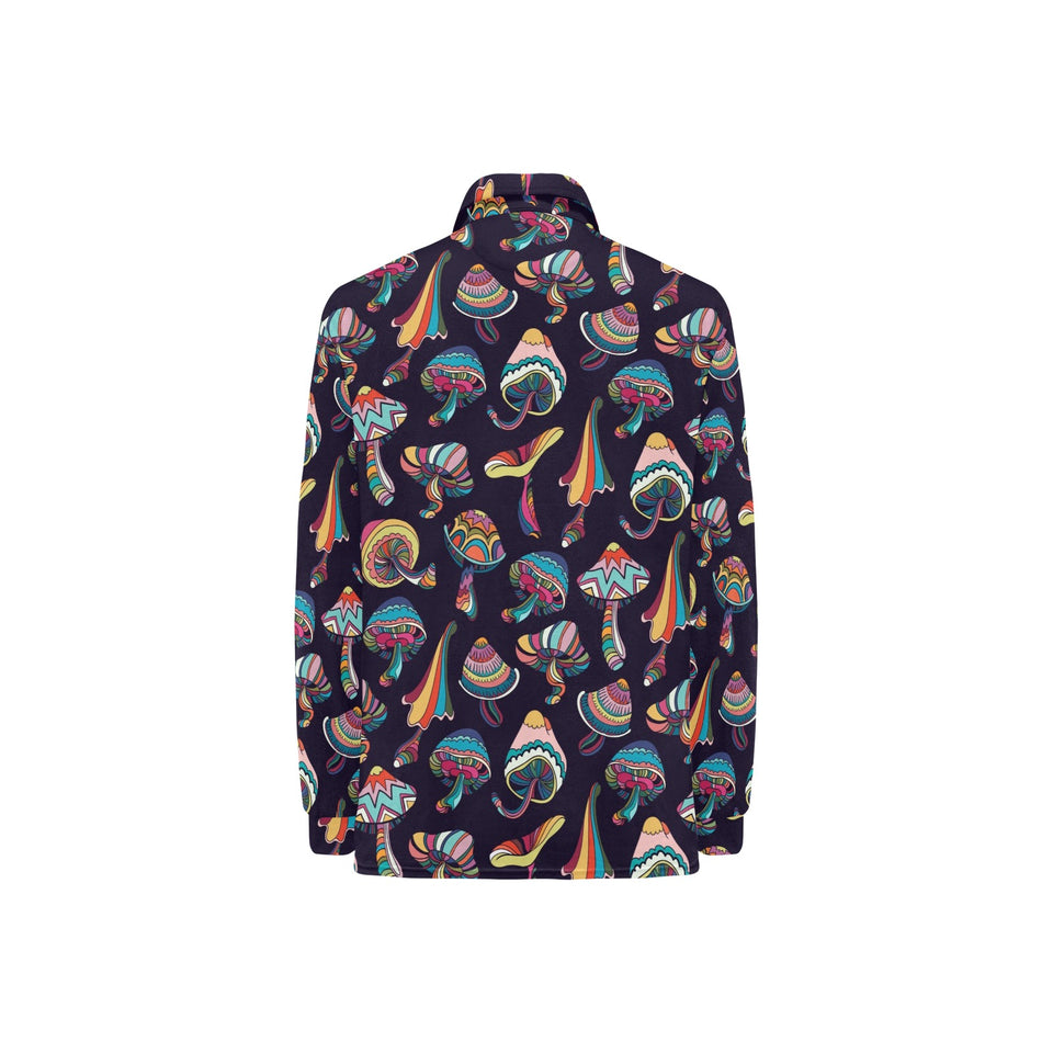 Colorful mushroom pattern Women's Long Sleeve Polo Shirt