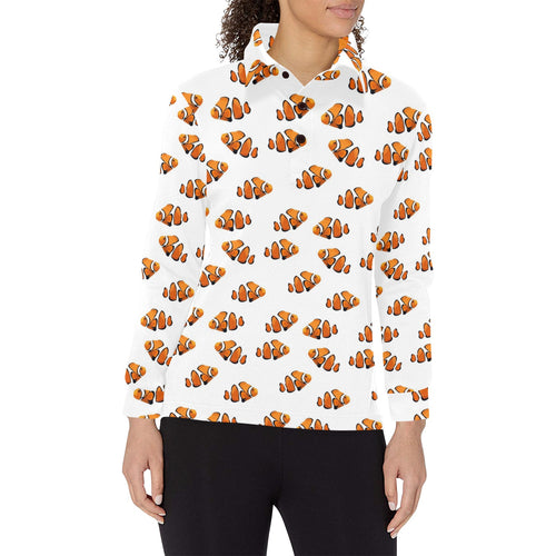 Clown Fish Pattern Print Design 03 Women's Long Sleeve Polo Shirt