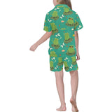 Cute frog dragonfly design pattern Kids' Boys' Girls' V-Neck Short Pajama Set