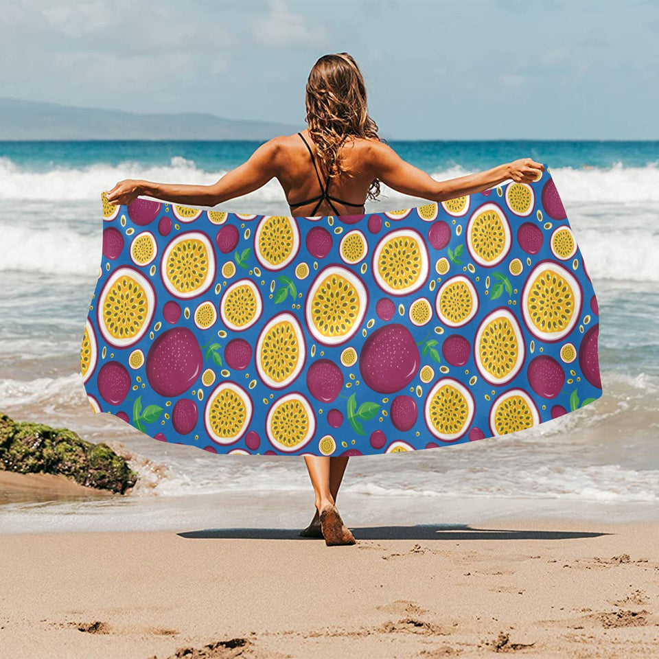 Passion fruit blue background Beach Towel