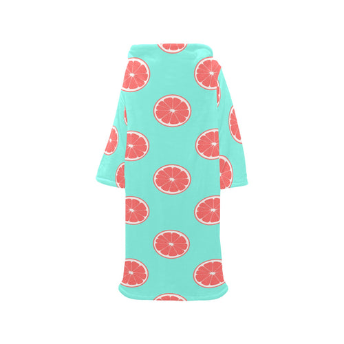 Grapefruit green background Blanket Robe with Sleeves