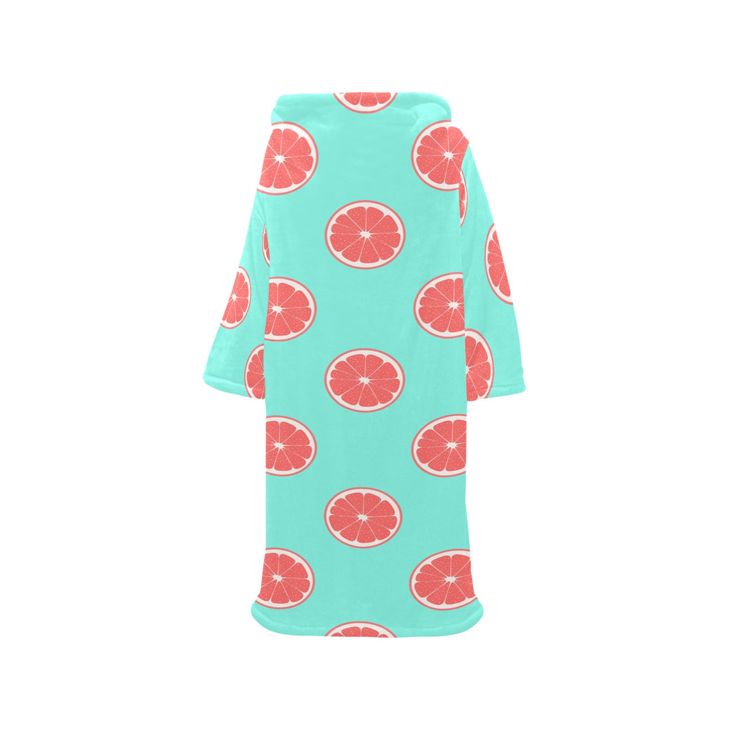 Grapefruit green background Blanket Robe with Sleeves