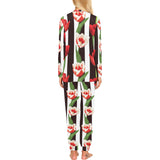 red and white tulips pattern Women's All Over Print Pajama Set