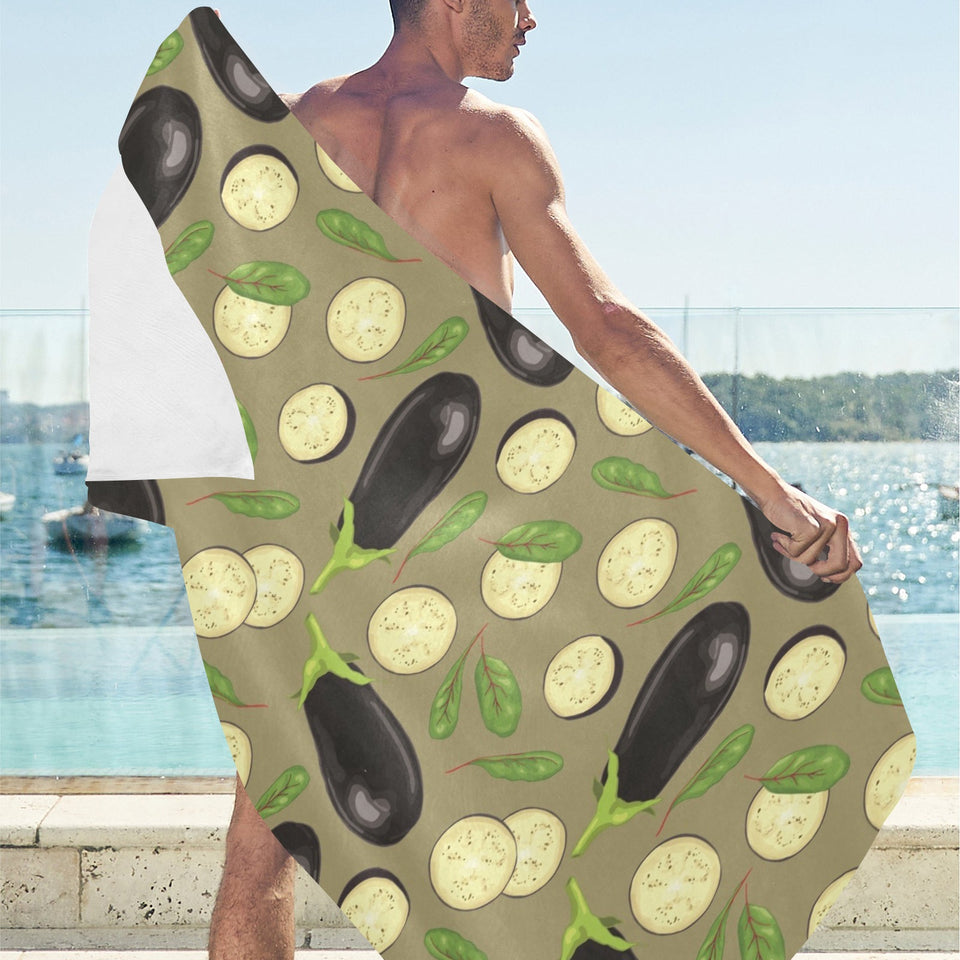 Eggplant Pattern Print Design 02 Beach Towel