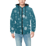Snowflake pattern dark background Men's Padded Hooded Jacket