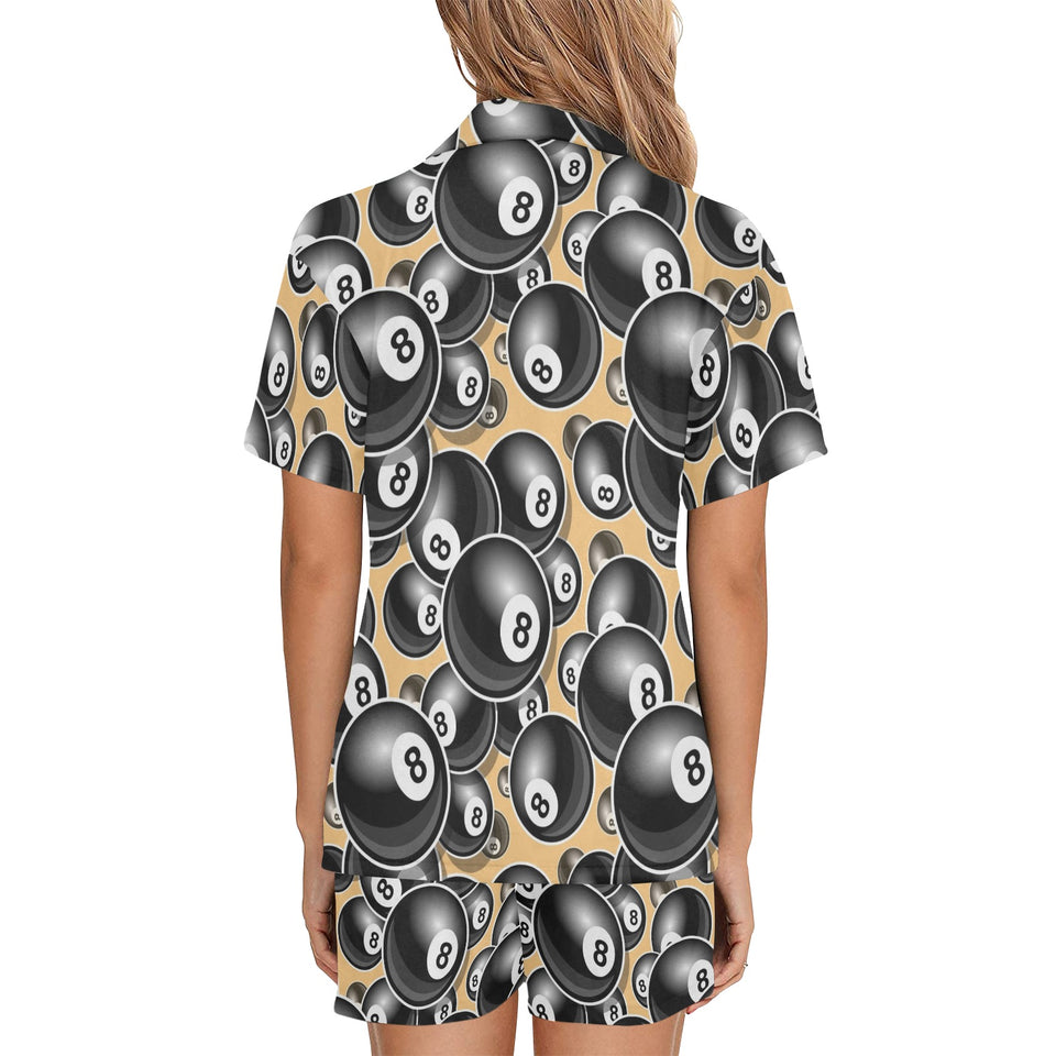 Billiard Ball Pattern Print Design 04 Women's V-Neck Short Pajama Set