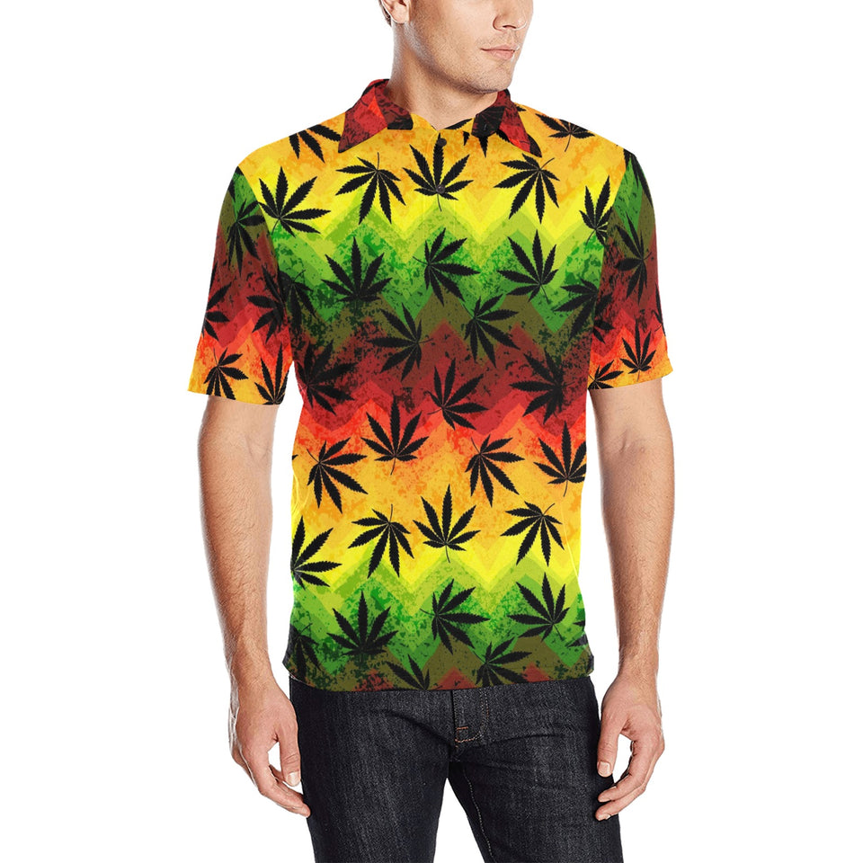 Canabis Marijuana Weed Pattern Print Design 03 Men's All Over Print Polo Shirt