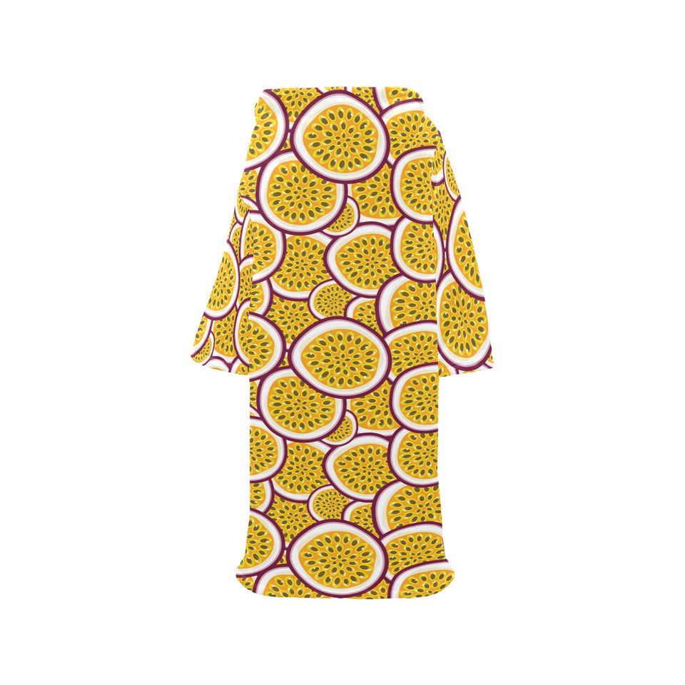 Passion fruits slice pattern Blanket Robe with Sleeves
