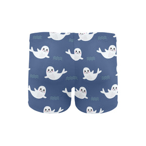 Cute white baby sea lion seal pattern Men's Swimming Trunks