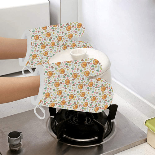Lion Pattern Print Design 04 Heat Resistant Oven Mitts