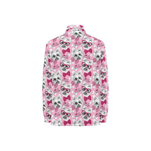 Yorkshire Terrier Pattern Print Design 03 Women's Long Sleeve Polo Shirt