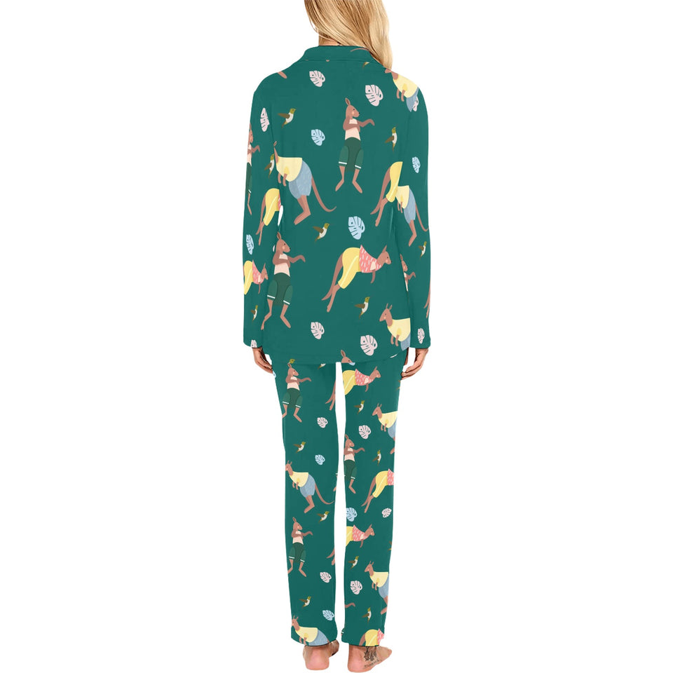 Kangaroo leaves pattern Women's Long Pajama Set