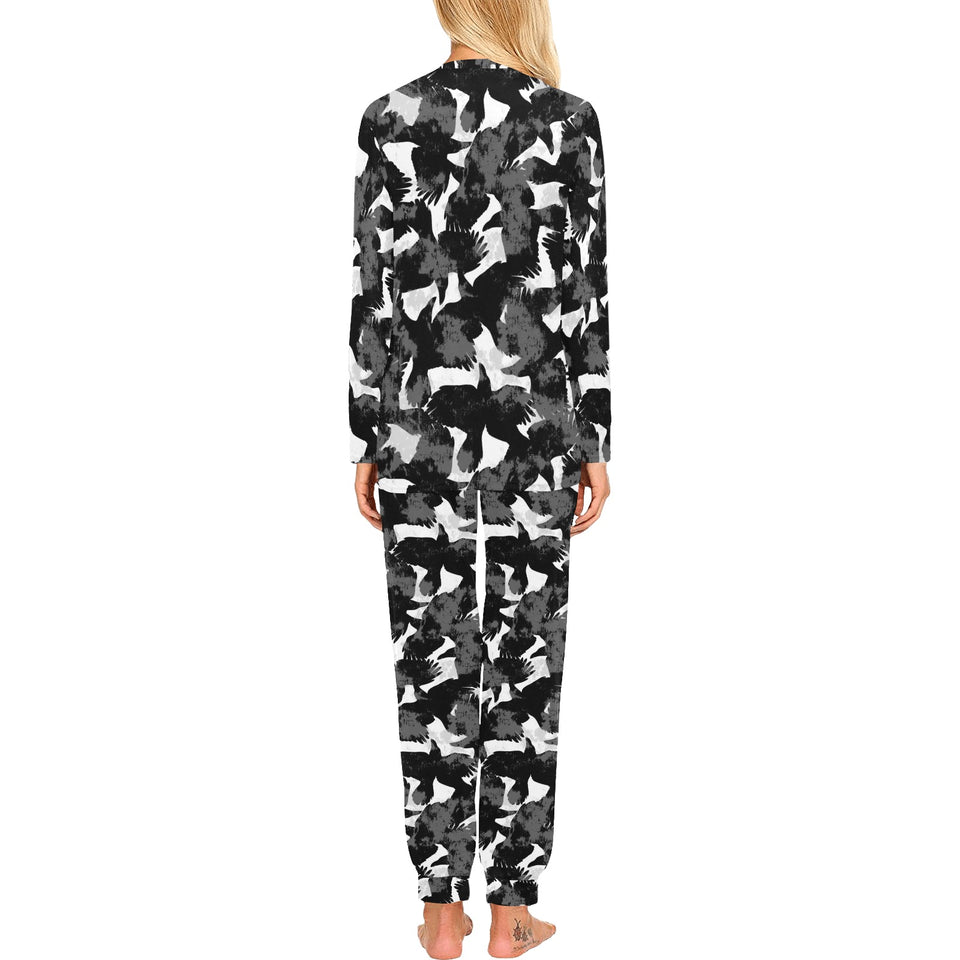 Crow illustration pattern Women's All Over Print Pajama Set