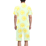 slice of lemon pattern Men's V-Neck Short Pajama Set