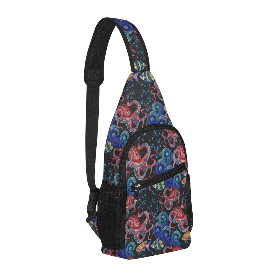 Octopus sea wave tropical fishe pattern All Over Print Chest Bag