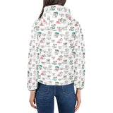 English Bulldog Pattern Print Design 03 Women's Padded Hooded Jacket