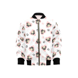 Cute pugs pink heart paw pattern Kids' Boys' Girls' Bomber Jacket
