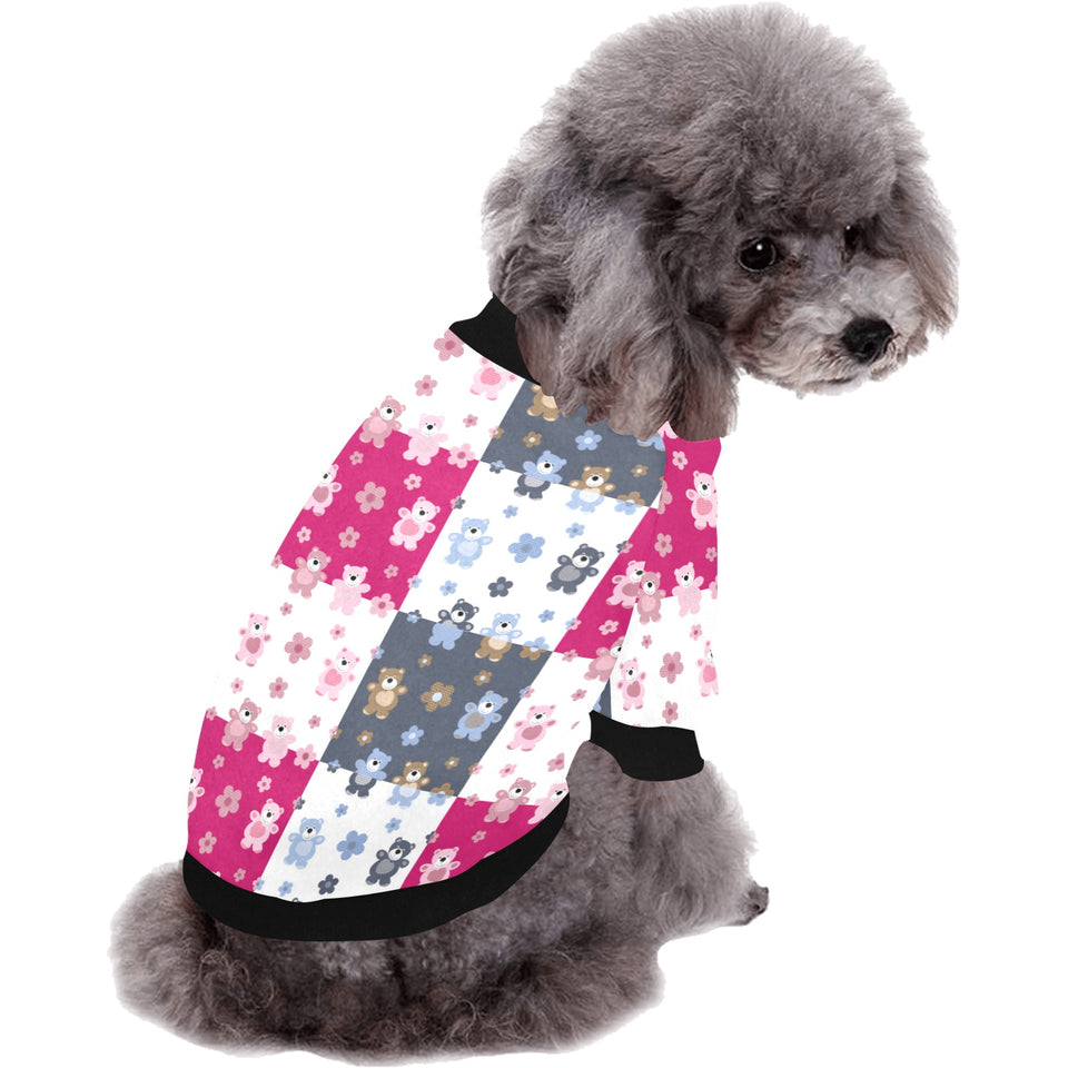 Teddy Bear Pattern Print Design 03 All Over Print Pet Dog Round Neck Fuzzy Shirt