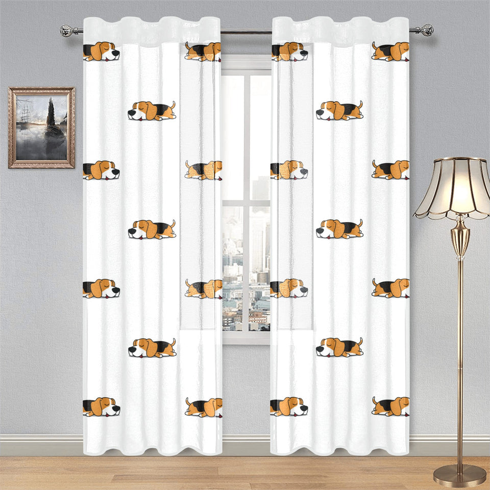 Cute beagle dog sleeping pattern Gauze Curtain