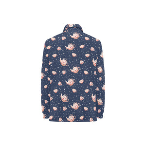 Tea pots Pattern Print Design 04 Women's Long Sleeve Polo Shirt