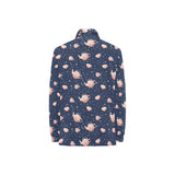 Tea pots Pattern Print Design 04 Women's Long Sleeve Polo Shirt