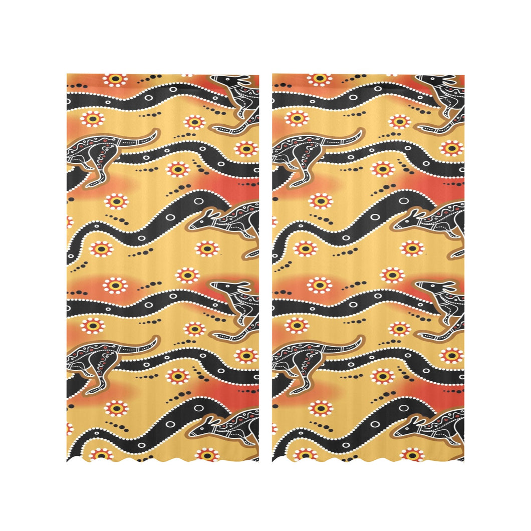 Kangaroo Australian aboriginal art pattern Gauze Curtain