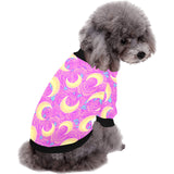 Moon pink rose background All Over Print Pet Dog Round Neck Fuzzy Shirt