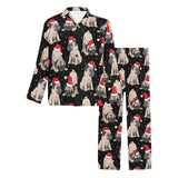 Christmas Pugs Santa_s red cap pattern Men's Long Pajama Set