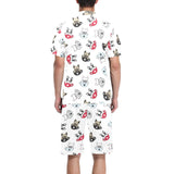 French bulldog cup paw pattern Men's V-Neck Short Pajama Set