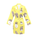 Cute Hamster pattern Women's Long Sleeve Belted Night Robe