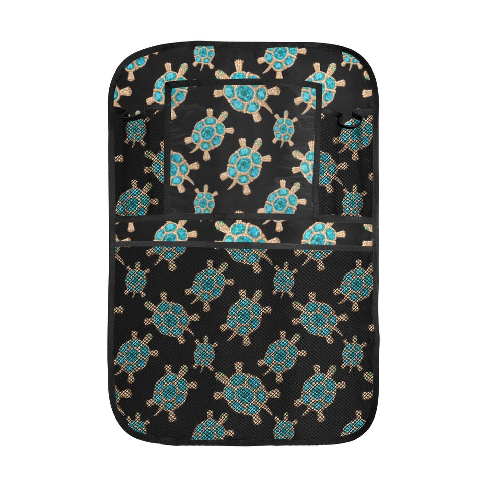 Sea turtle blue stone pattern Car Seat Back Organizer