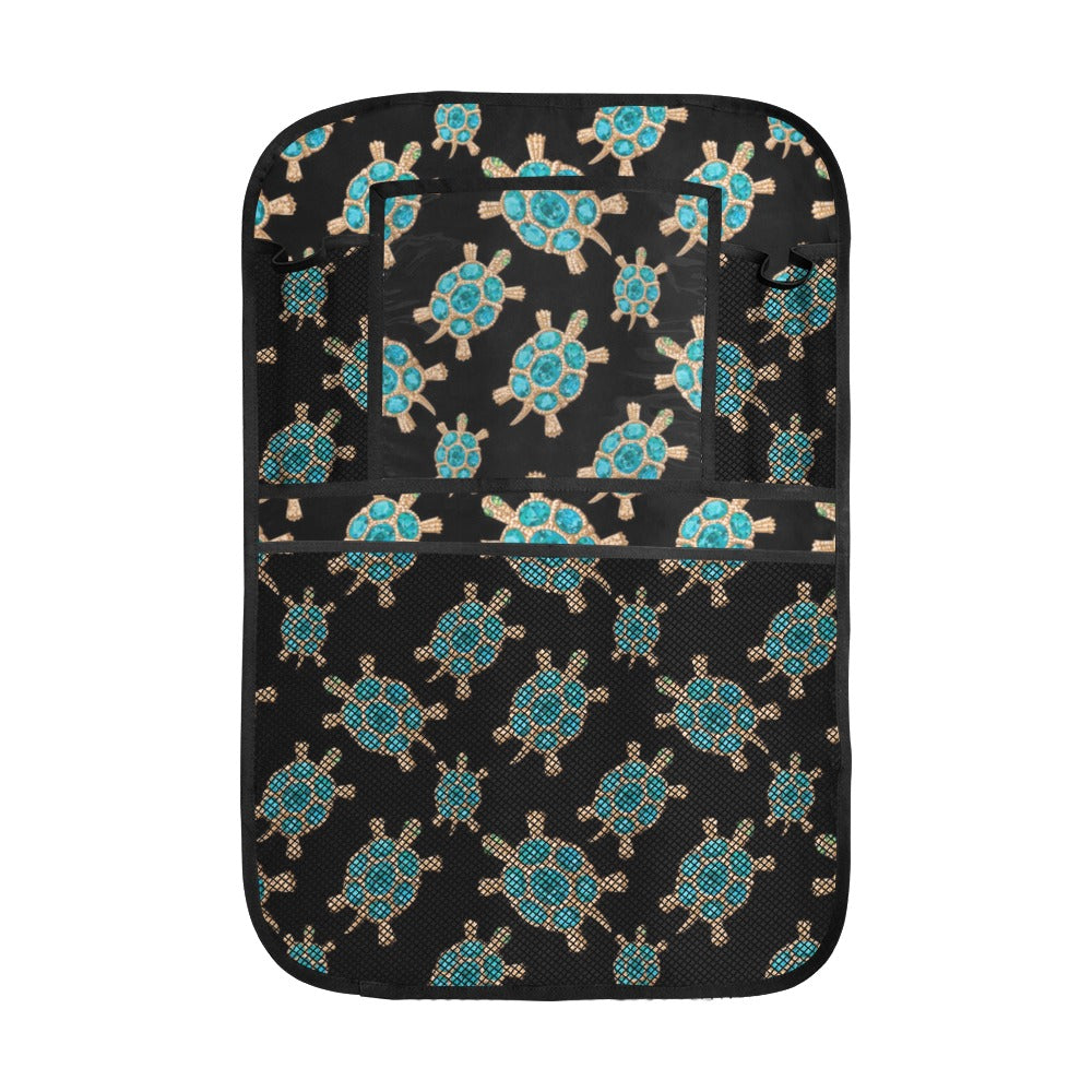 Sea turtle blue stone pattern Car Seat Back Organizer